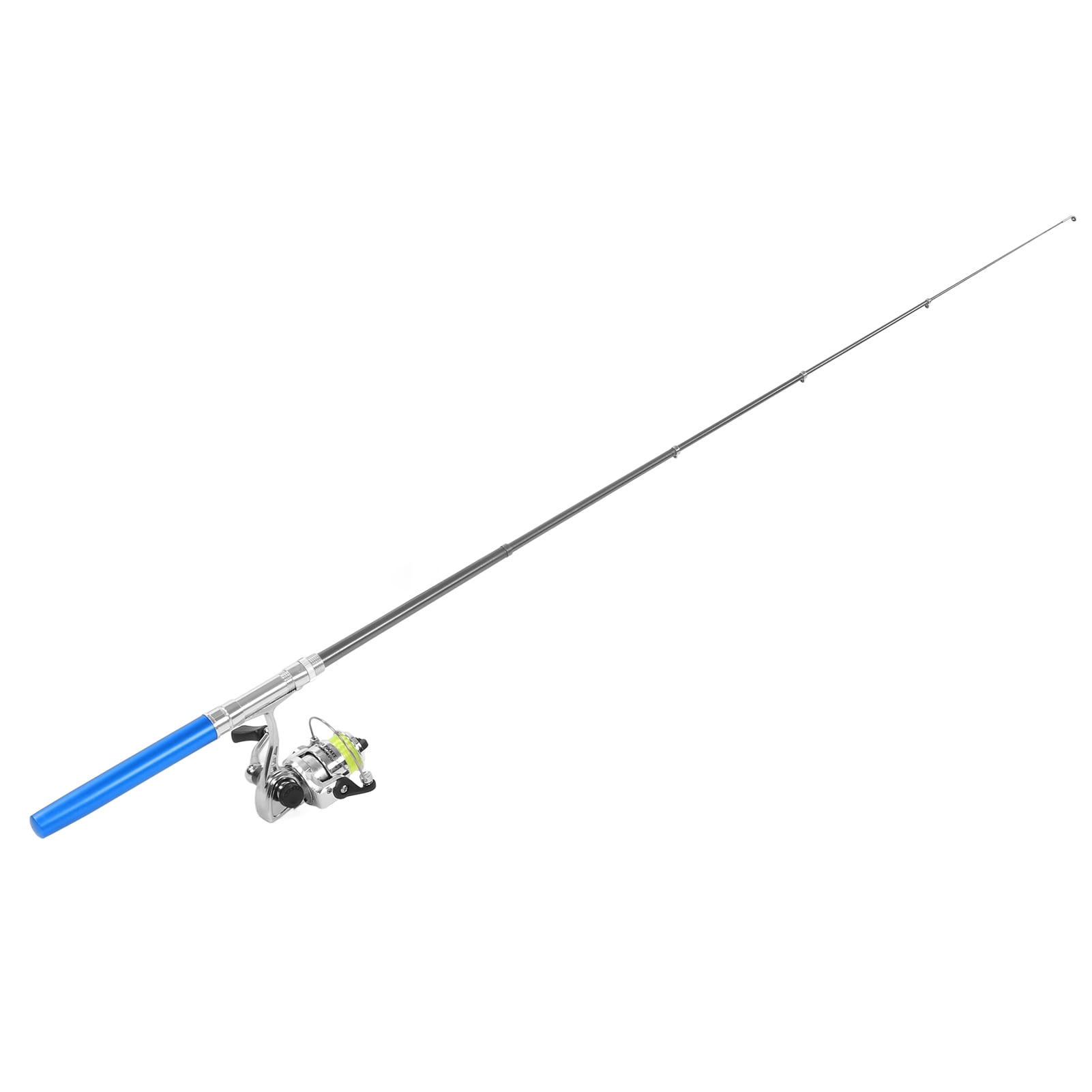 Portable Mini Pen Shape Fishing Rod Pole Pocket Retractable Fishing Rod with Reel WheelBlue,
