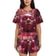 thumbnail image 1 of Fotbe Surreal Pink Headphones Conjunto de Pijama Estampado para Mujer, 2 Piezas, Ropa de Dormir con Camiseta de Manga Corta y Shorts Suaves-Medium, 1 of 6