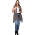 thumbnail image 5 of Women's Summer Plus Size Boho Open Front Hippie Crochet Cover Up Sleeveless Draped Shawl, Brown, X-Large/XX-Large, 5 of 7