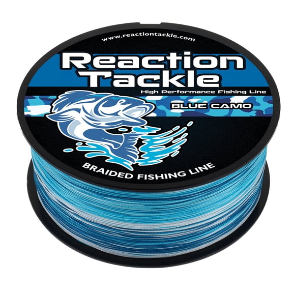 Reaction Tackle Braided Fishing Line - Pro Grade PE Braid, Super Strong, Abrasion-Resistant, Zero Stretch for Freshwater & Saltwater - Blue Camo - 10LB / 150yd