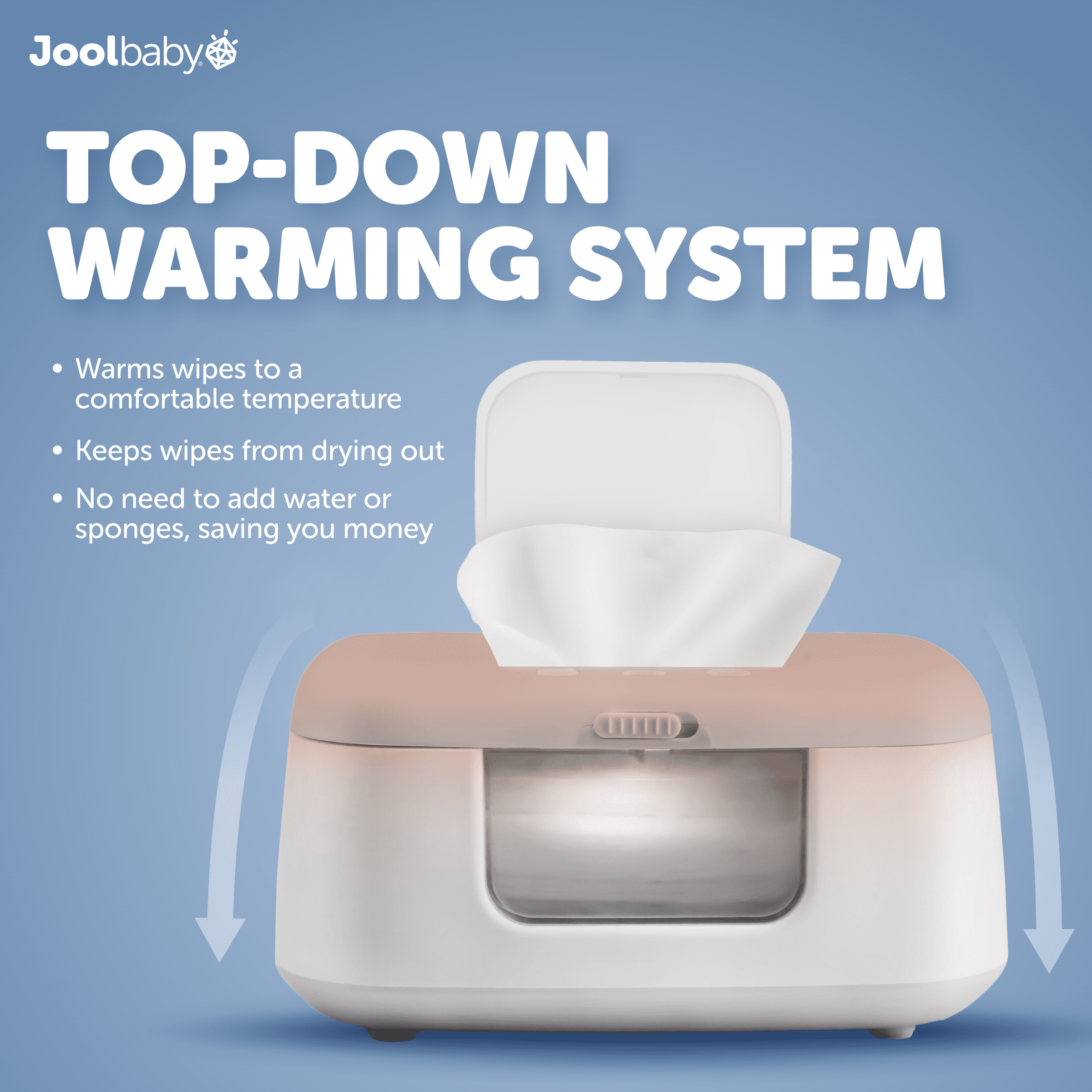 Jool Baby Tiny Bums Baby Wipe Warmer & Dispenser with Nightlight, Gray