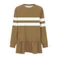 thumbnail image 4 of hotojiny Womens Sweatshirts Trendy Stripes Patchwork Crewneck Pullover Long Sleeve Ruffle Hem Oversized Teen Girls Flowy Top, 4 of 5
