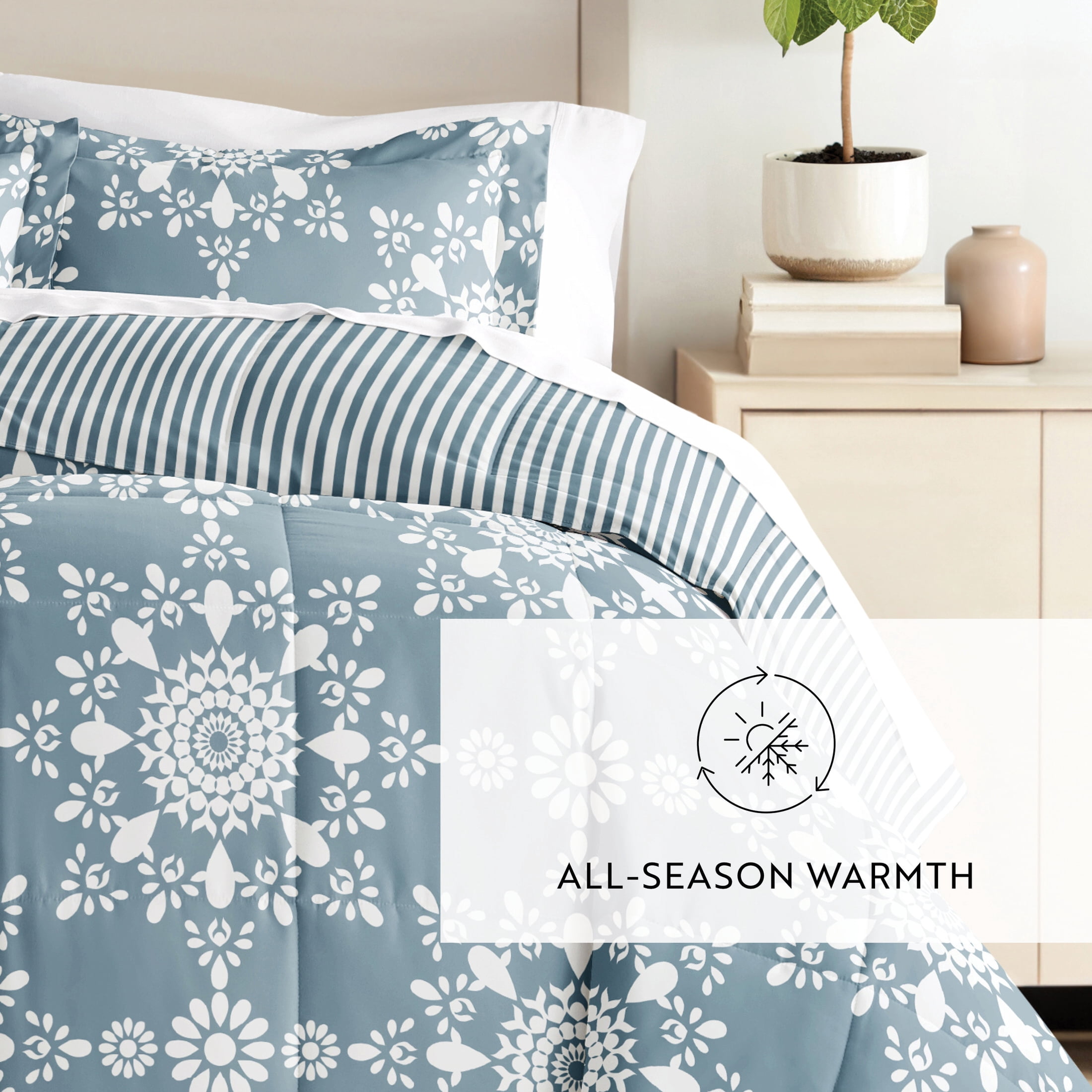 All Season Ultra Soft Comforter Set Lightweight Bedding in Daisy Floral for Full/Queen Size by Comfort Canopy