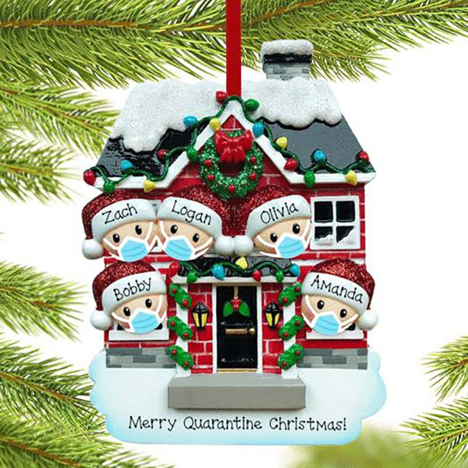SZJHXIN 2020 Personalized Christmas Ornament Kit with Survived Family Special Keepsake Tree Hanging Home Party Holiday Decorations Gifts White, Family of 1