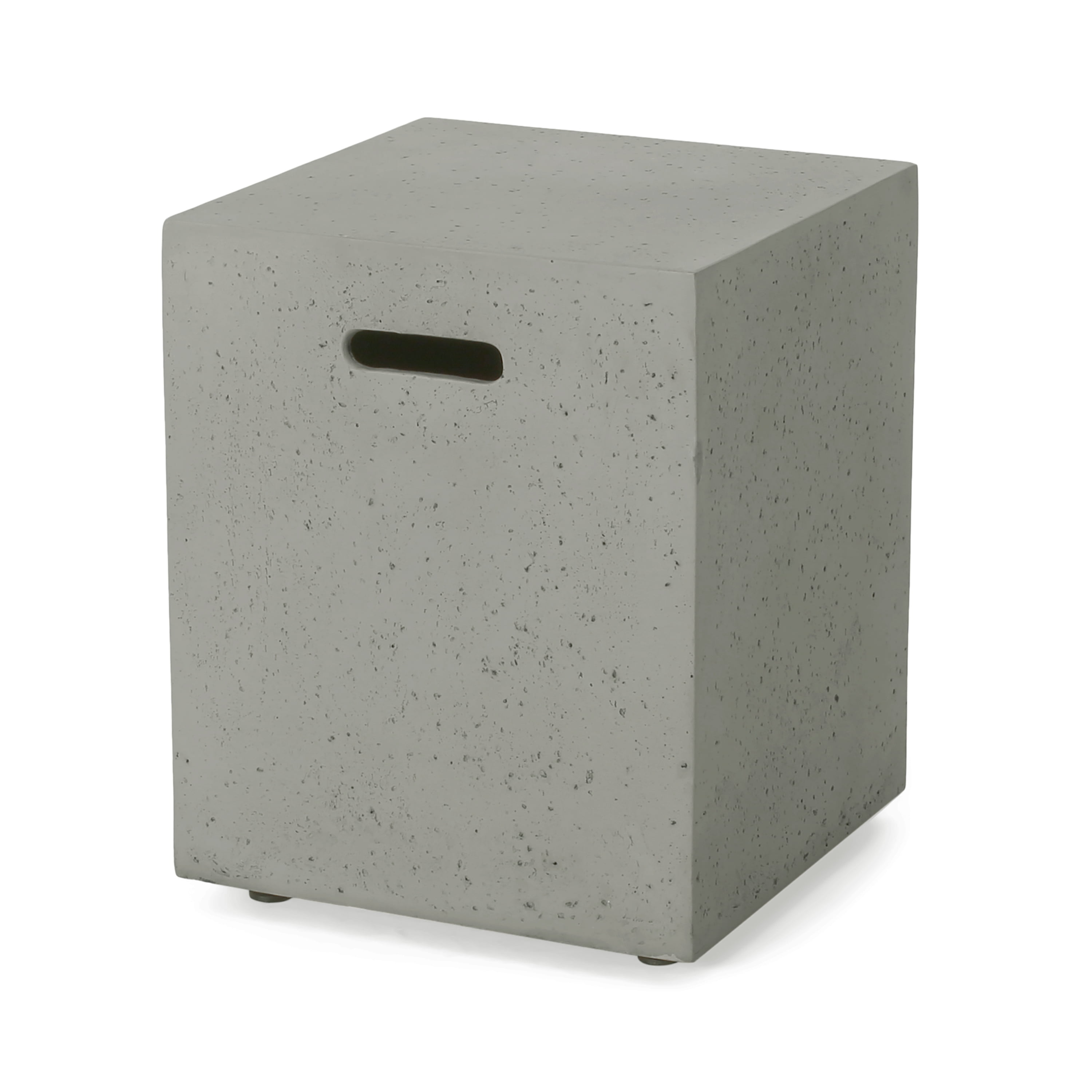Mintazer 16" Lightweight Concrete Propane Tank Holder Side Table, Multifunctional Square Outdoor End Table for Patio Backyard, Light Gray