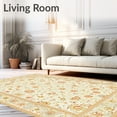 thumbnail image 2 of ODIKA 4'x6' Machine Washable Non-Slip Area Rug, Oval Creamy Beige with Floral Motifs High Traffic Rug, Ivory, 46971, 2 of 7