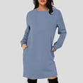 thumbnail image 2 of yocbz Birthday Dresses for Women Long Sleeve Dress for Women Crew Neck Tunic Dress with Pockets Blue,Size for S, 2 of 5