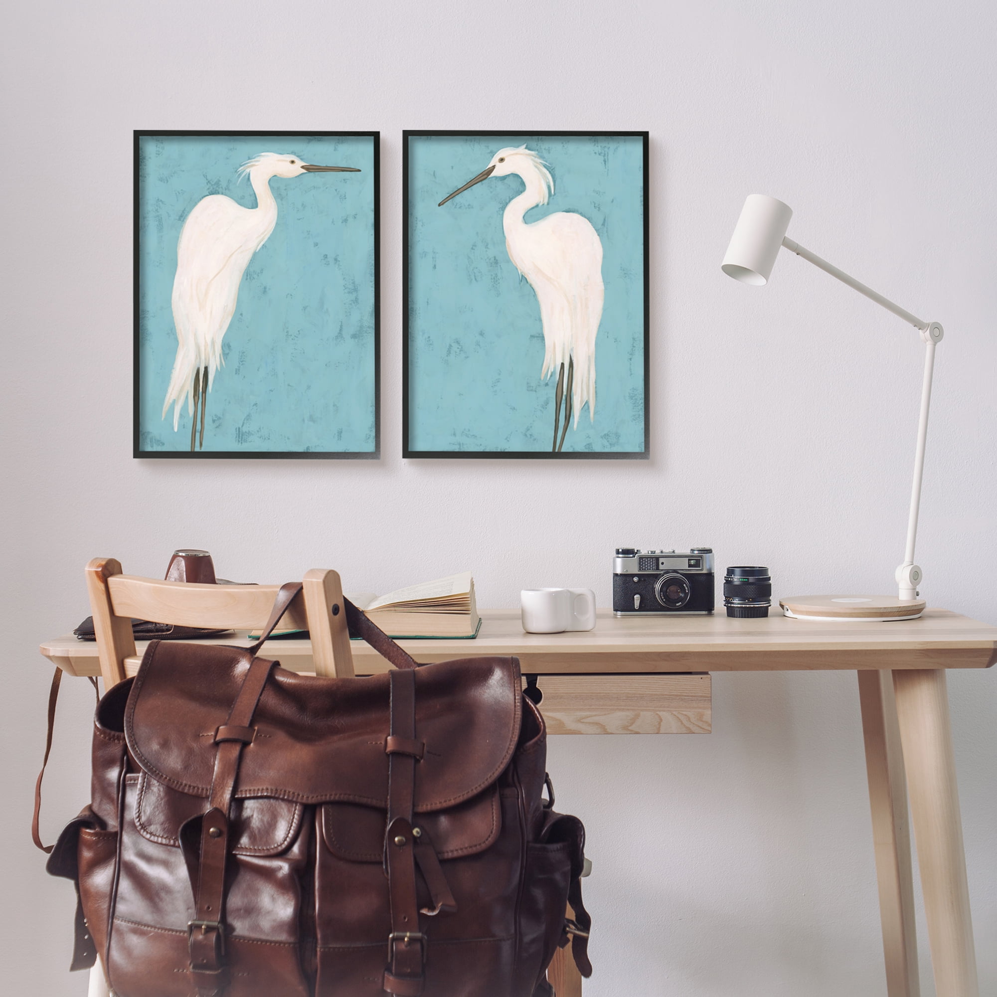 Stupell Industries Nautical Heron Casual Coastal Bird Distressed Blue Painting,16 x 20, Design by June Erica Vess