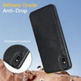 thumbnail image 4 of Wallet Case Designed for iPhone XS Max, Classic Slim 2 Credit Card Holders Lychee Texture Synthetic PU Leather Anti-shock Lightweight Phone Case Cover for iPhone XS Max, Black, 4 of 6