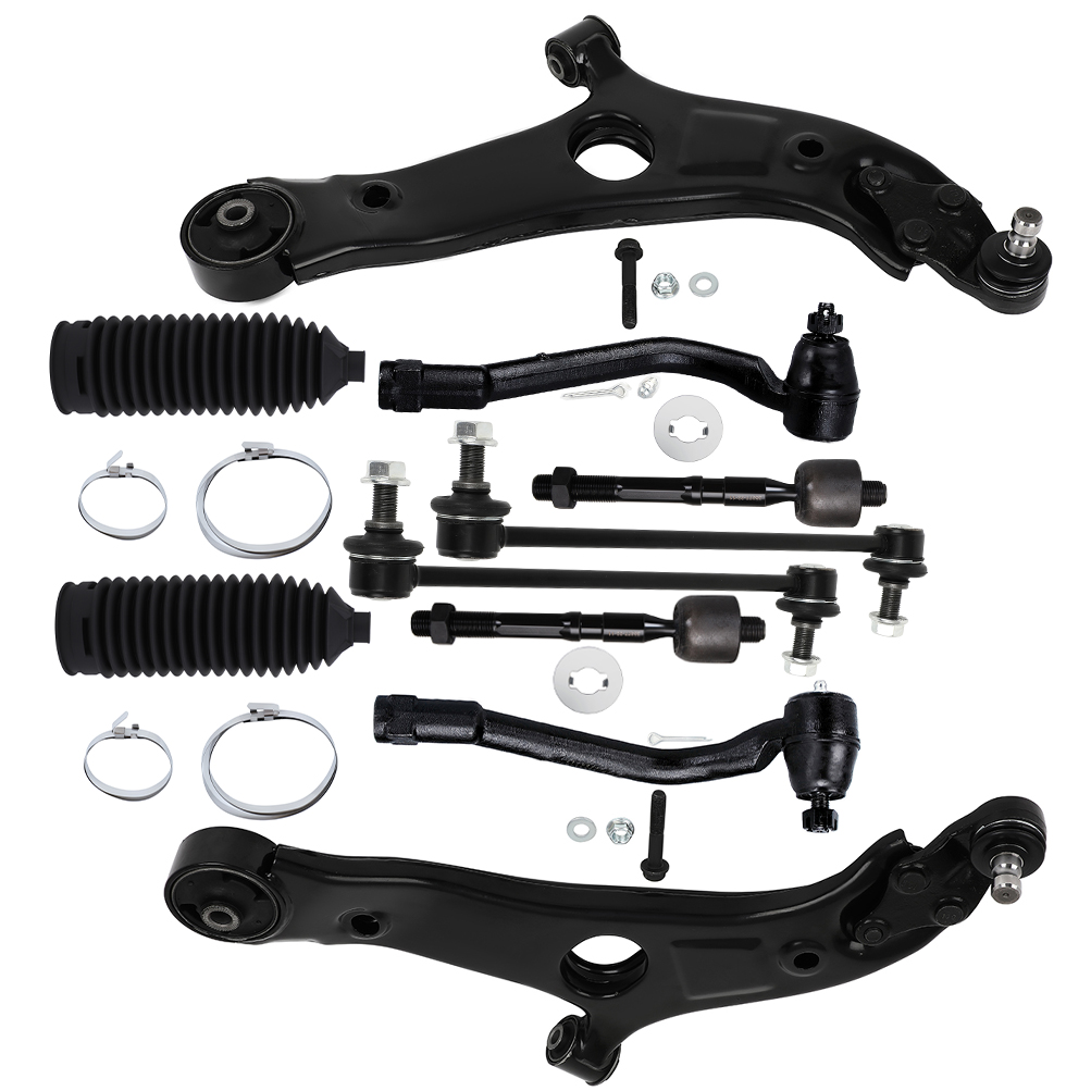 ECCPP - 10PCS Front Lower Control Arm w/Ball Joint Sway Bar Link Inner Outer Tie Rod w/Boot Compatible Fit 2012-2014 For Hyundai Azera Sonata 2011-2016 For Kia Optima Cadenza Suspension Kit