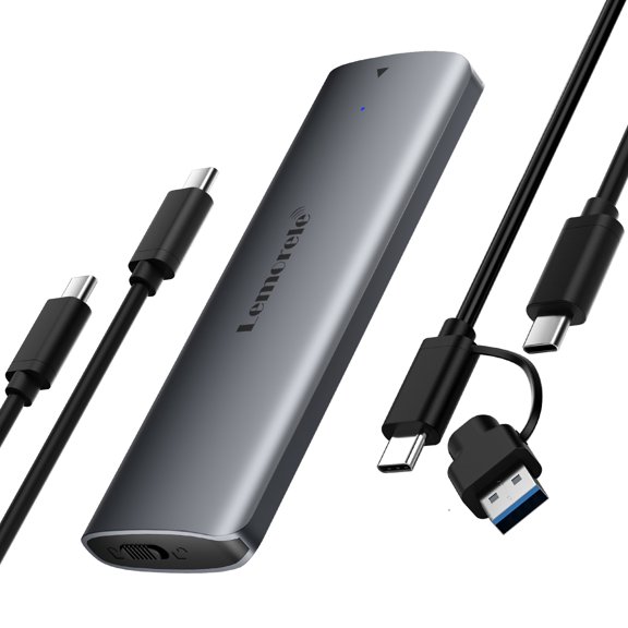 Lemorele NVMe SSD Enclosure, USB 3.2 Gen 2 NVMe SSD Enclosure Adapter, Suitable for M-Key and M B Key 2230/2242/2260/2280, Capacity 4TB Tool-Free Installation