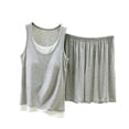 thumbnail image 5 of Kaemgyyd Pajamas Set for Women Color Block Lounge Sets Crew Neck Tank Top with Shorts Soft Comfy Sleepwear（Gray,XX-Large）, 5 of 6