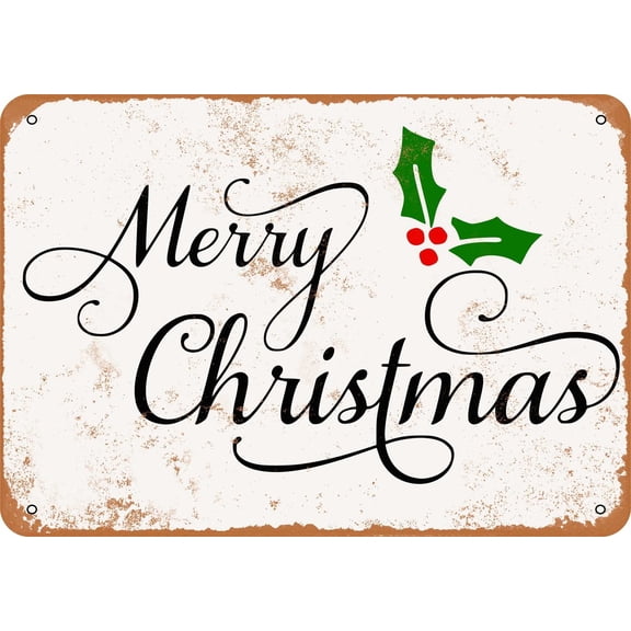 7 x 10 METAL SIGN - Merry Christmas 2 - Vintage Rusty Look