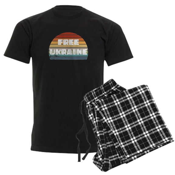 CafePress - Free Ukraine - Men's Dark Loose Fit Cotton Pajama Set
