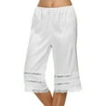 thumbnail image 2 of Lovzfmll Women's Loungewear Pants, Solid Color Lace Trim, Casual Cropped Pants White, XL, 2 of 8