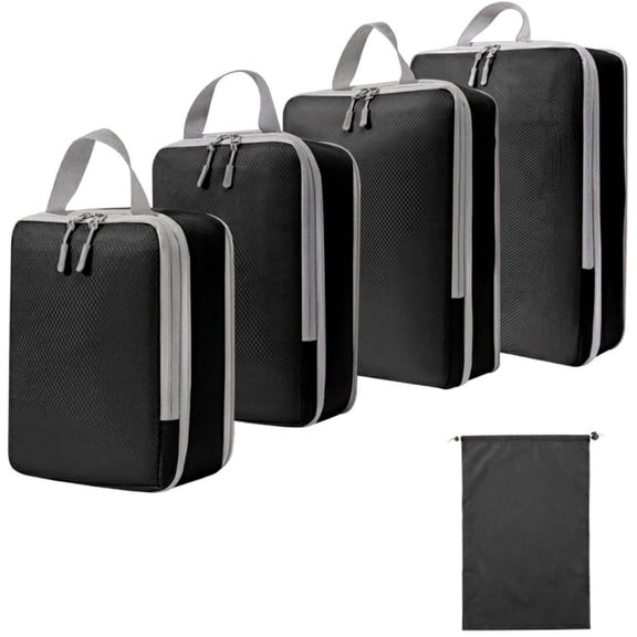 5PC Compression Packing Cubes for Travel – Expandable Luggage Organizer Bags Set, Lightweight Suitcase Organizers for Carry On & Clothes Storage
