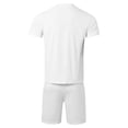 thumbnail image 4 of Mens Short Sets 2 Piece Outfits Summer Casual Soft Breathable Cotton Short Sleeve Shirts and Shorts Solid Color Men's Fashion Clothes White, Size XXL, 4 of 4