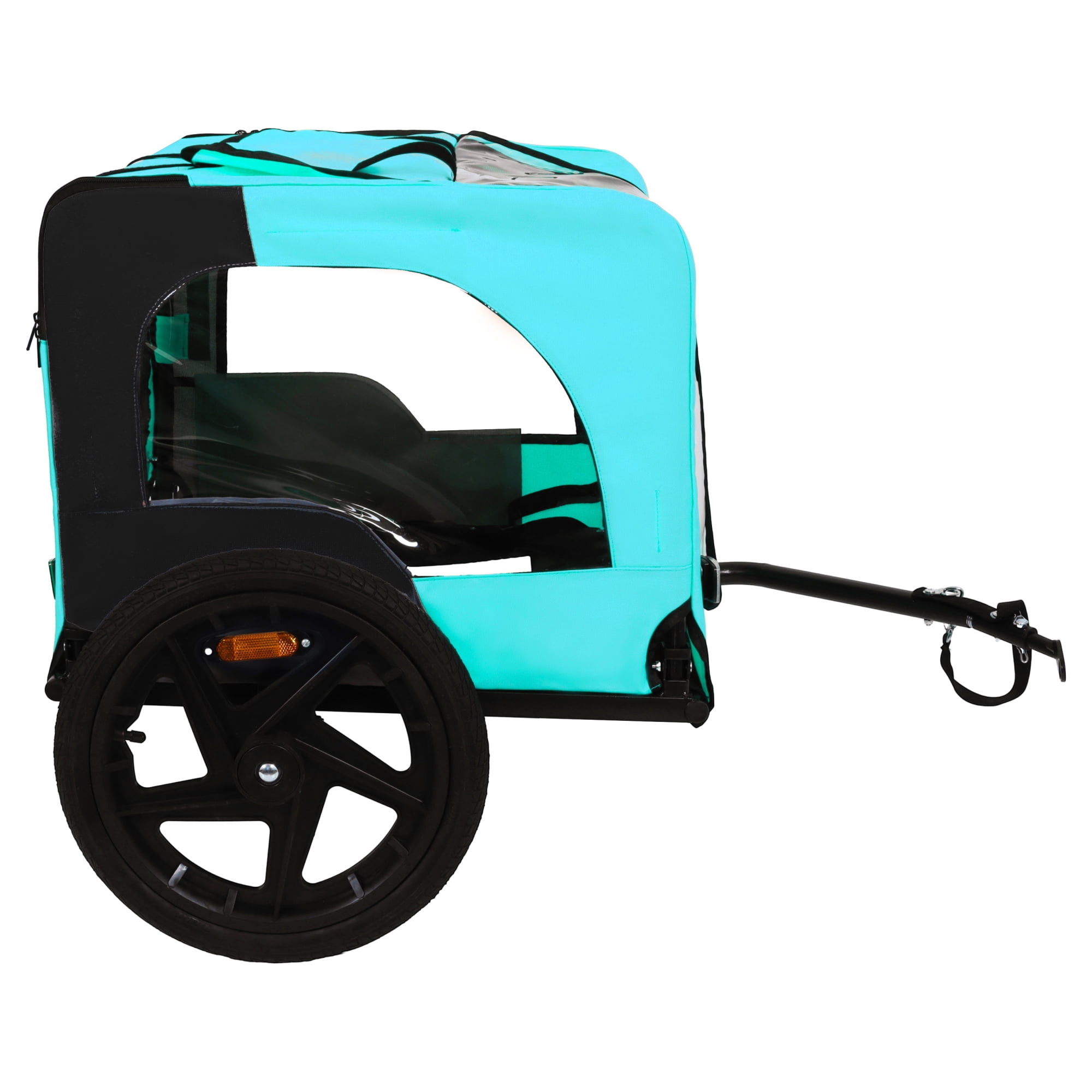 Leumius Pet Bike Trailer Dog Cart for Bicycle, Easy Folding Cart Frame, Quick Release Wheel, Non-Slip Floor, Internal Leash for Small and Medium Pets Light Blue