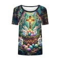 thumbnail image 2 of Craaazy Women's Casual Fashion Happy Easter Funny Celebrate Print Round Neck Short Sleeve Summer Tops Gifts, 2 of 5
