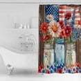thumbnail image 4 of Independence Day Shower Curtains for Bathroom Waterproof Fabric Bath Curtains Decor Bath Tub Curtain Red Blue Patriotic Floral Brown Wood Decorative Shower Curtain Sets with 12 Hooks, 72x72 Inch, 4 of 6
