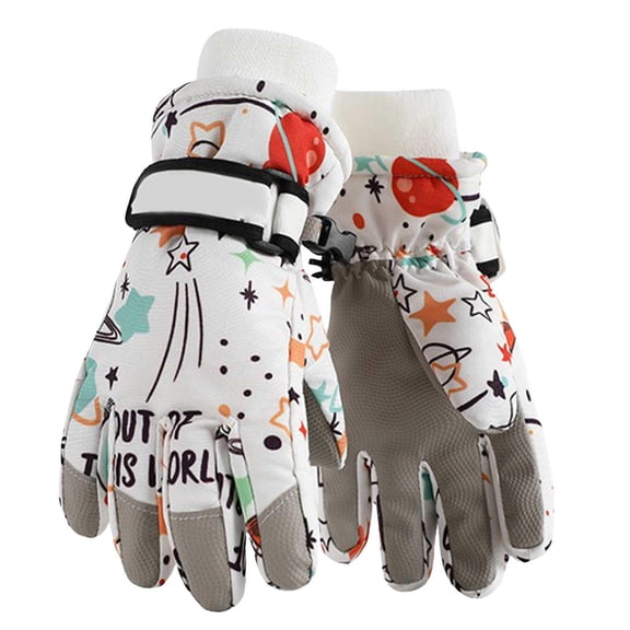 QBABYOO Kids Ski Snow Gloves Boys Girls Ski Gloves Snowboard Waterproof Outdoor Warm Fleece Gloves for Cold Weather