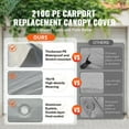thumbnail image 2 of KFFKFF 12 x 20 Feet Carport Replacement Canopy Car Shelter Cover Gray, 2 of 9