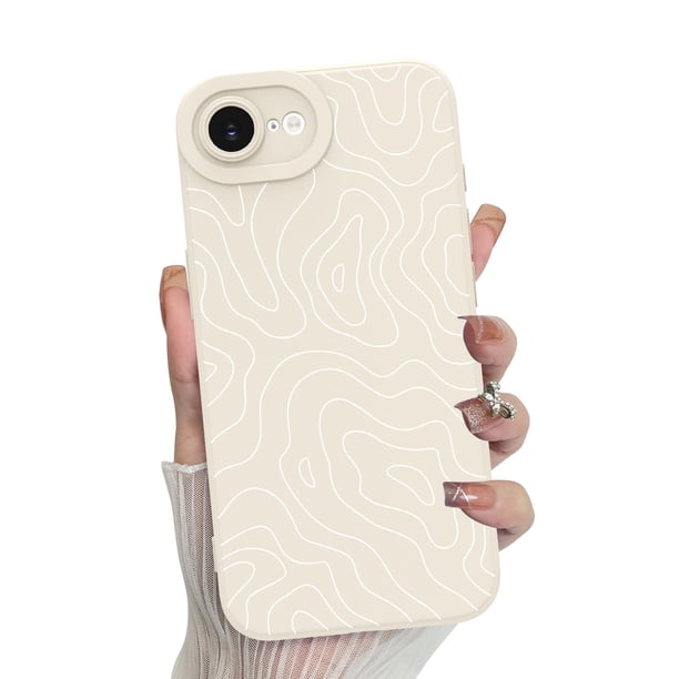Funda de teléfono MZELQ para iPhone 16E Silicone Wave Ripple White