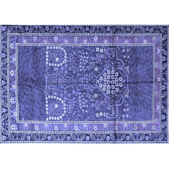 Ahgly Company Machine Washable Indoor Rectangle Persian Blue Traditional Area Rugs, 2' x 3'