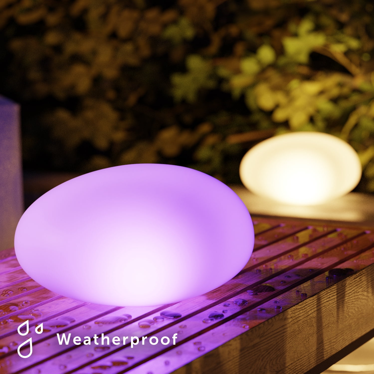 Globe Electric 2-Pack LED Pebble Indoor Outdoor Tap Night Lights with USB Rechargeable Cable Included