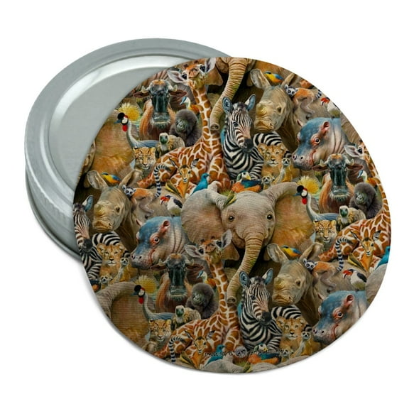 African Animals Zebra Giraffe Elephant Pattern Round Rubber Non-Slip Jar Gripper Lid Opener