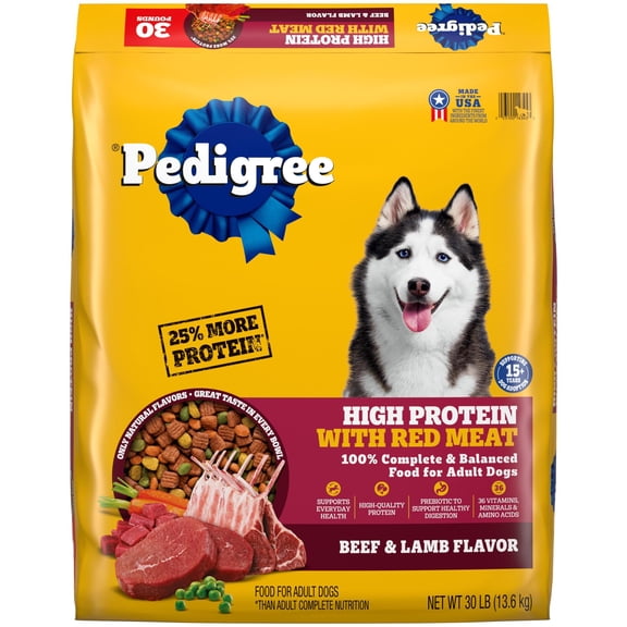 Pedigree High Protein Beef & Lamb Flavor Adult Dry Dog Food 30 lb. bag