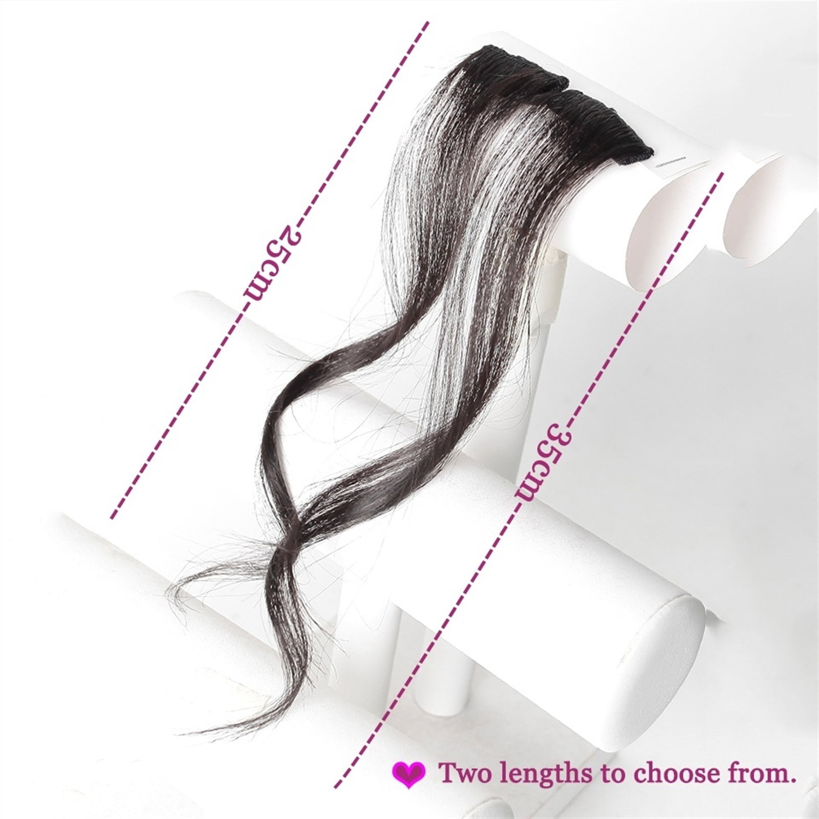 2PCS 30-35CM Long Side Air Bangs, Natural Curly Clip in Bangs Front Side Bangs for Women Daily Use Fake Fringe Clip in Hair Extensions Accessories