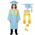 thumbnail image 1 of Odeerbi 5-17 Años Chicos Niñas Vestido de Graduación Conjunto Color Sólido Vestido de Manga Larga Con Estoro, Gorra Y Cordón de Honor, Traje Completo de 4 Piezas, 1 of 6