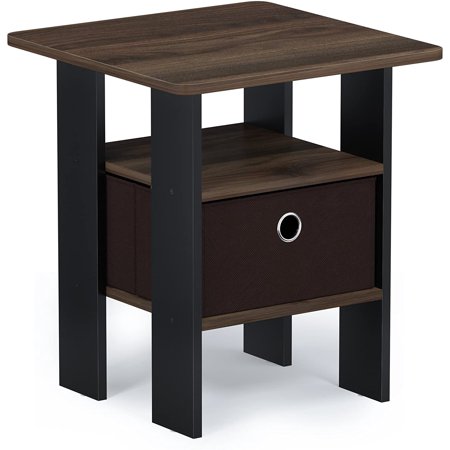 HOMLUX Wood Nightstand Modern Bedside Table with Drawer & Shelf Brown & Walnut