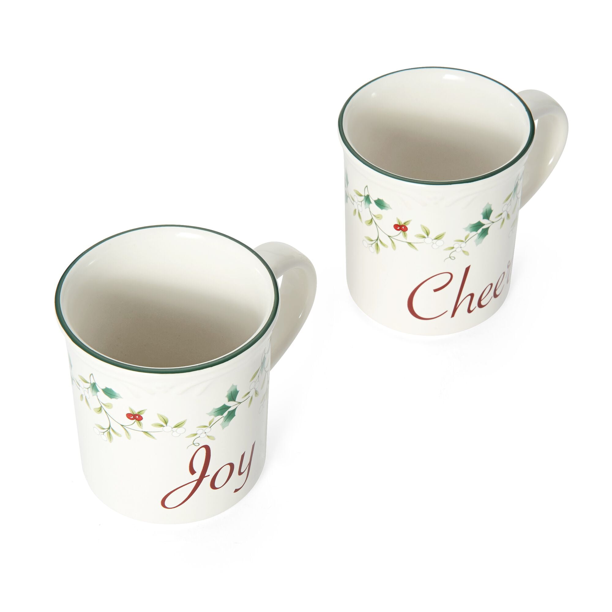 Pfaltzgraff Winterberry Stoneware 12 oz Sentiments Mug Set of 2