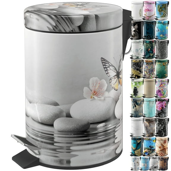 Sanilo Trash Can 1.3 Gallon with Soft Close, Many New Cosmetic and Kitchen Waste Bins Available, Bathroom Bin with Inner Bucket (Vanesa)