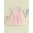 thumbnail image 4 of Bagilaanoe Toddler Baby Girl Party Dress Ruffle Flying Sleeve A-line Princess Dresses 3M 6M 12M 18M 24M 3T Kid Patchwork Tulle Skirt, 4 of 8