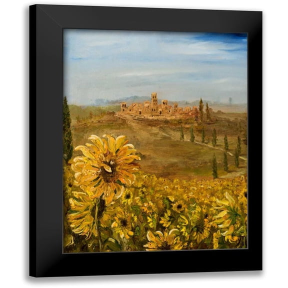 Monahan, Jodi 12x14 Black Modern Framed Museum Art Print Titled - Tuscan Sunflowers I