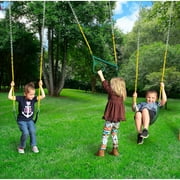 Gorilla Playsets Avalon Swing Set with Wood Roof, Trapeze Arm, Climbing Wall and Slide, Amber