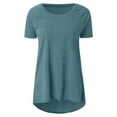 thumbnail image 2 of ICQOVD Womens Plus Size Round Neck Short Sleeve Long T-Shirts Blouses, 2 of 3