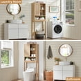 thumbnail image 7 of LELELINKY Over The Toilet Storage Cabinet with Rattan Sliding Door, 68" Tall Wood Bathroom Organizer with Adjustable Shelf for Small Spaces, Natural, 7 of 7