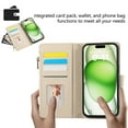 thumbnail image 4 of for iPhone 16 Crossbody Wallet Case with Card Holder, Zipper Pouch PU Leather Long Shoulder & Lanyard Strap Magnetic Closure Flip Kickstand Cover for iPhone 16,Beige, 4 of 9