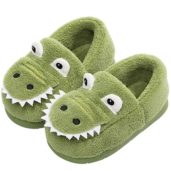 Yunkctuk Boys and Girls' Home Dinosaur Slippers, Children's Winter Indoor Slippers, Boys and Girls' Fur Lined Warm Slippers.