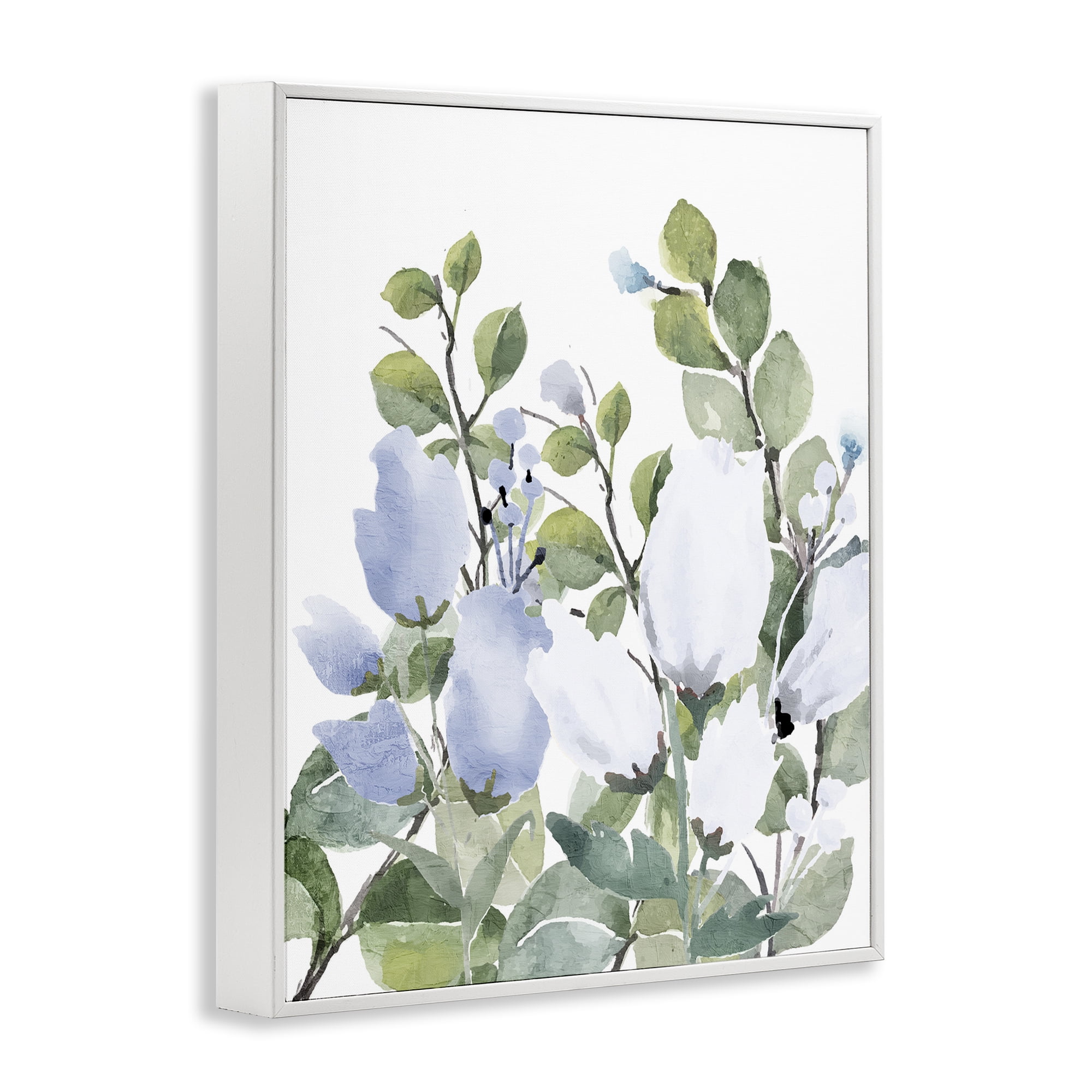 Stupell Industries Blue Spring Florals White Framed Giclee Art, design by Kim Allen