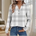 thumbnail image 2 of zbxnLI Womens Long Sleeve Shirts V Neck Button Tops Plaid Shirt Ladies Dressy Casual Blouse Trendy Work Clothes, 2 of 7