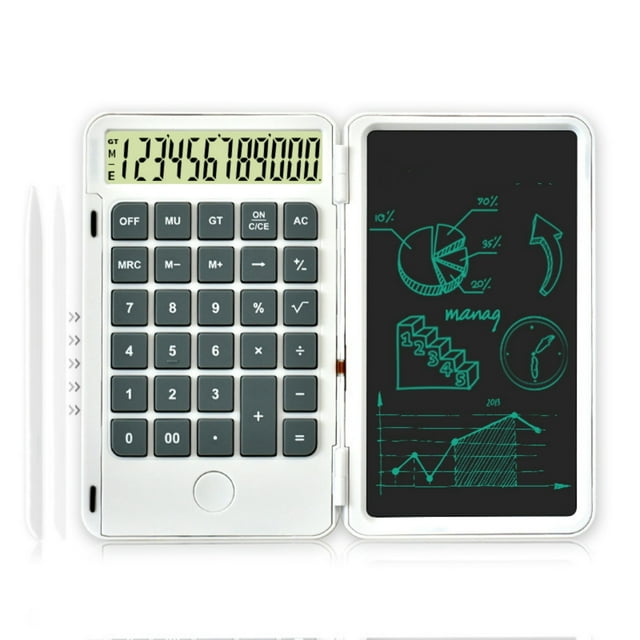 Black and Friday Clearance Sale Deal cuyhtdup Portable Calculator With Notepad, Basic Calculator With Writing Tablet,12 Digits Large Display Rechargeable Power Desk Calculator For Office, School