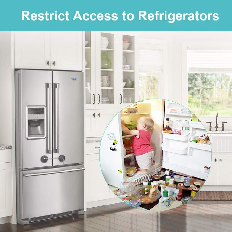 Volibel Refrigerator Lock, Mini Fridge Lock Freezer Door Lock for Kids, Cabinet Locks with Keys, Black