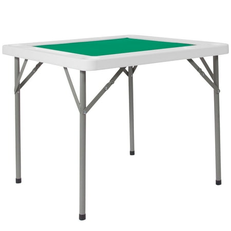 Flash Furniture 34.5'' Square Granite White Folding Game Table with Green Playing Surface