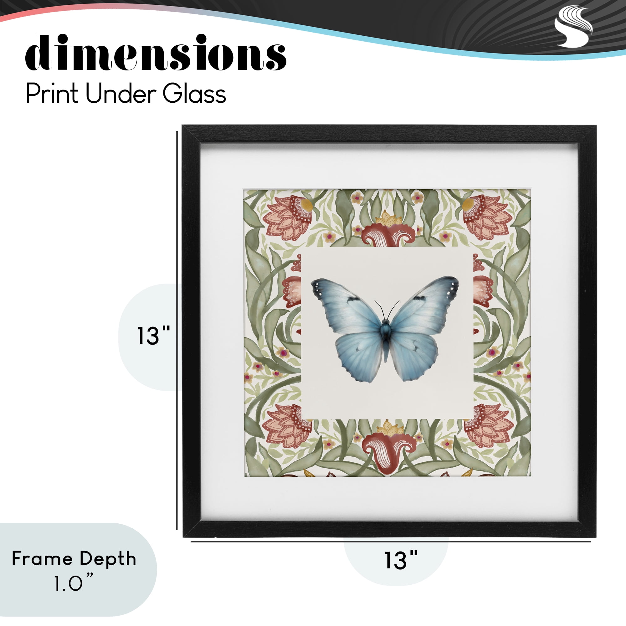 Stupell Industries Baroque Butterfly Vintage Flowers Black Framed Print Under Glass, design by Elizabeth Medley