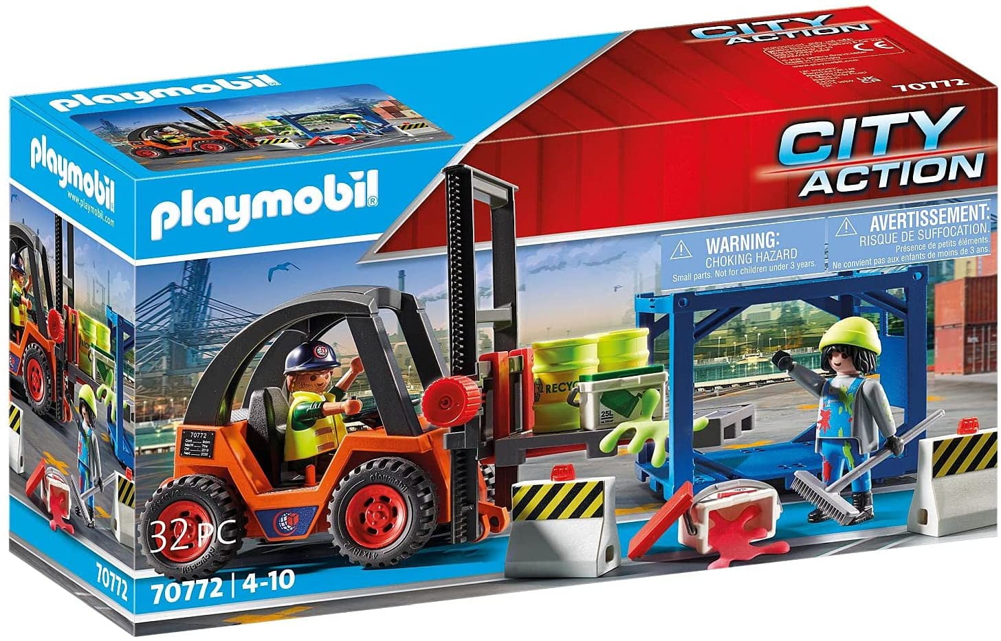 Wanorde Kruipen natuurpark PLAYMOBIL City Action 70772 forklift with lifting function, container  module and heavy-duty pallet and other accessories - Walmart.com